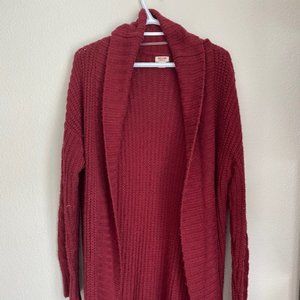 Burgundy Red Knit Cardigan